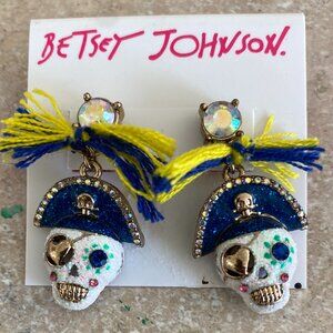 Betsey Johnson Pirate Sugar skull earrings NWT